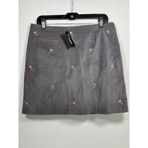 Golftini Vegas Skirt With Martini Embroidery  Gray Corduroy Women’s Size 10